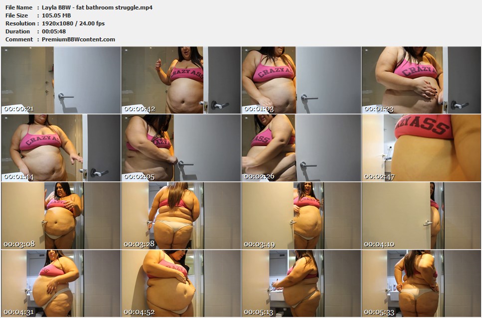 Layla BBW - fat bathroom struggle thumbnails