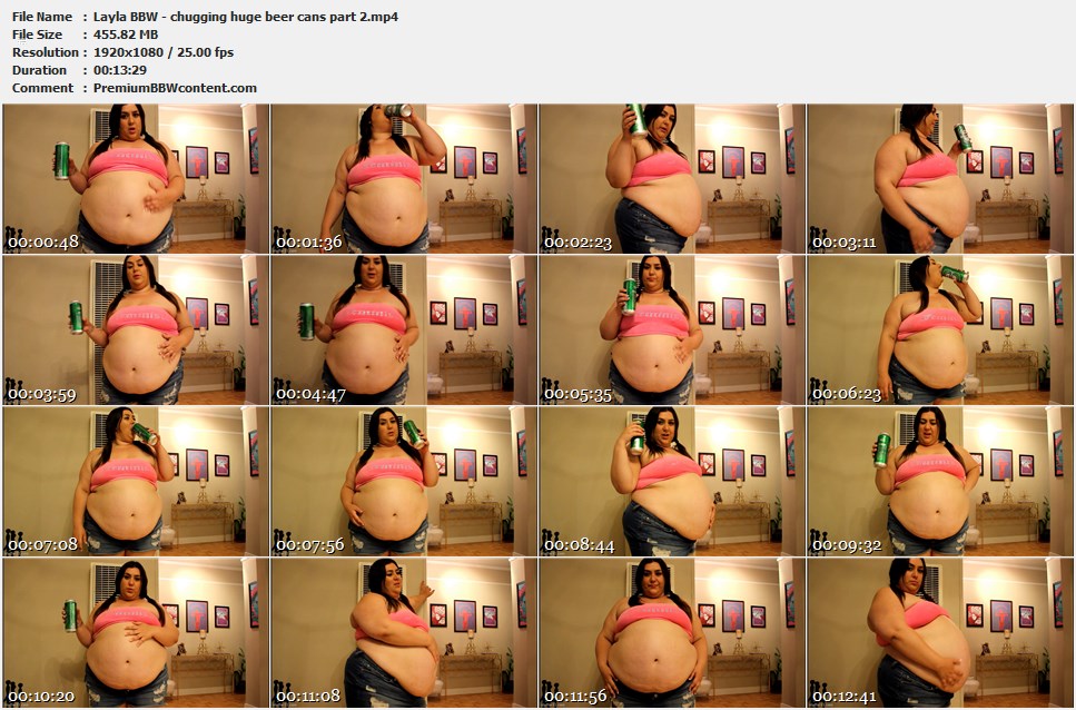 Layla BBW - chugging huge beer cans part 2 thumbnails