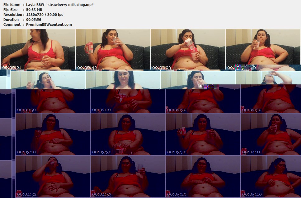 Layla BBW - strawberry milk chug thumbnails