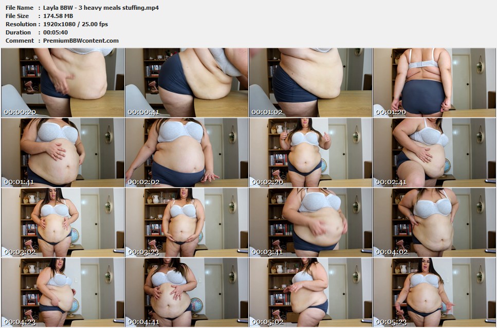 Layla BBW - 3 heavy meals stuffing thumbnails