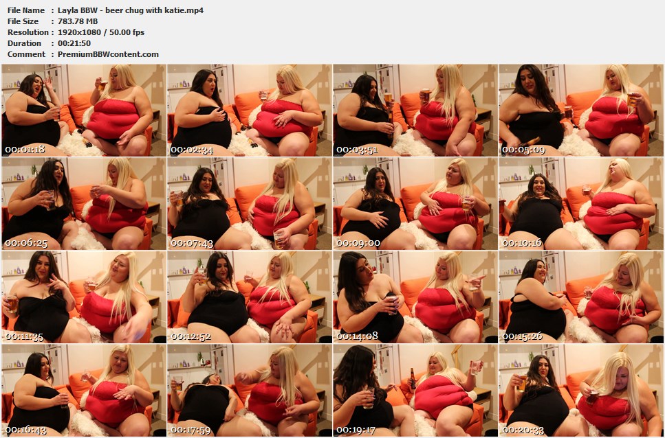 Layla BBW - beer chug with katie thumbnails