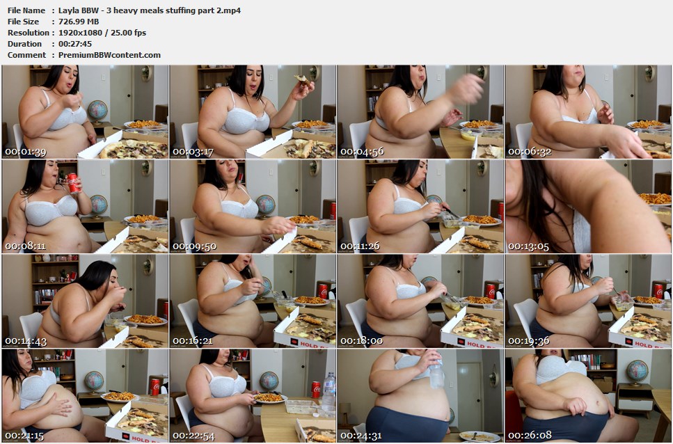 Layla BBW - 3 heavy meals stuffing part 2 thumbnails