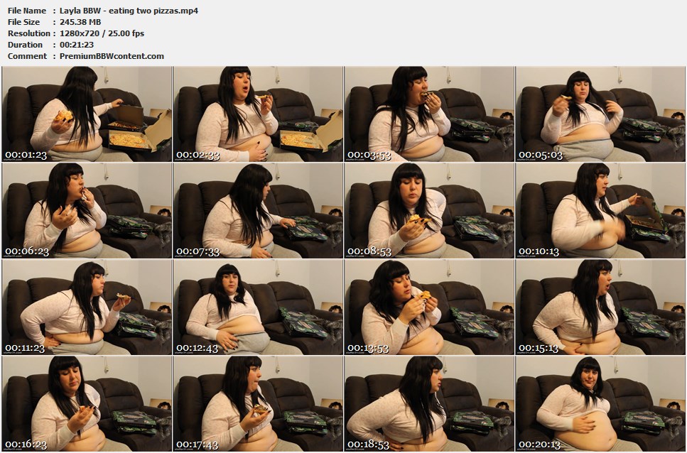 Layla BBW - eating two pizzas thumbnails