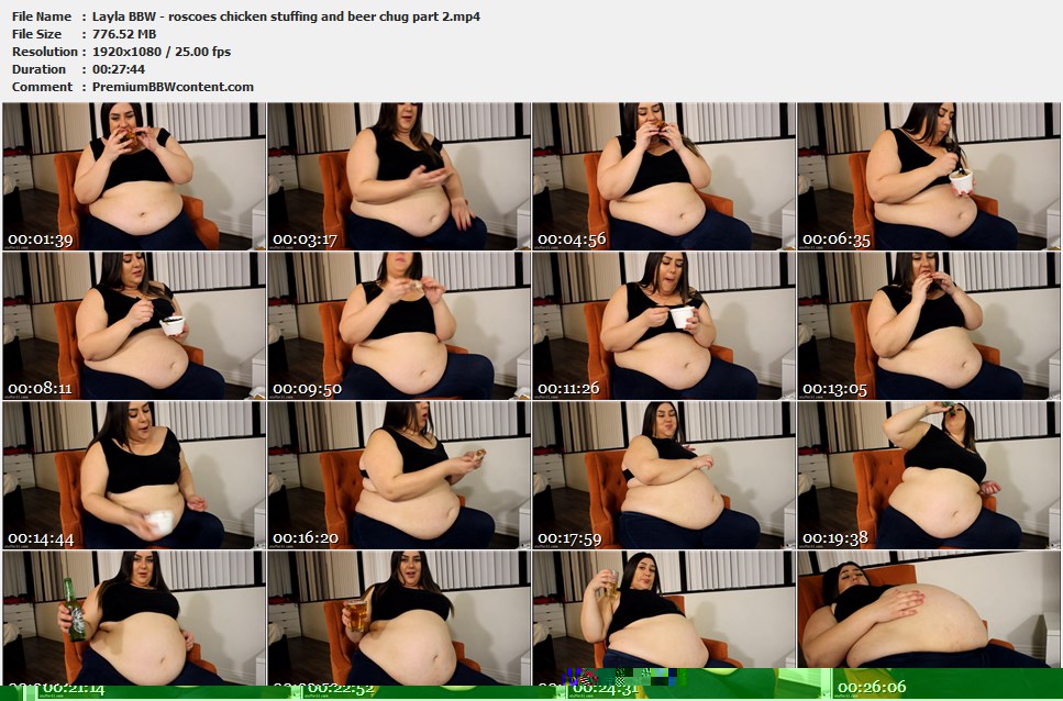 Layla BBW - roscoes chicken stuffing and beer chug part 2 thumbnails
