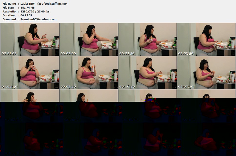 Layla BBW - fast food stuffing thumbnails