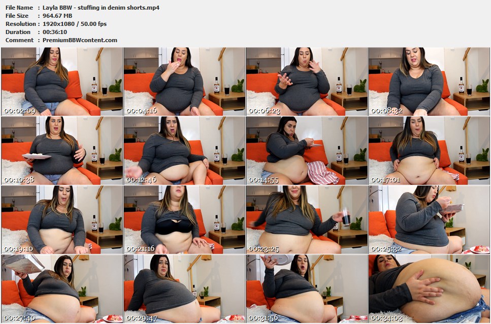 Layla BBW - stuffing in denim shorts thumbnails