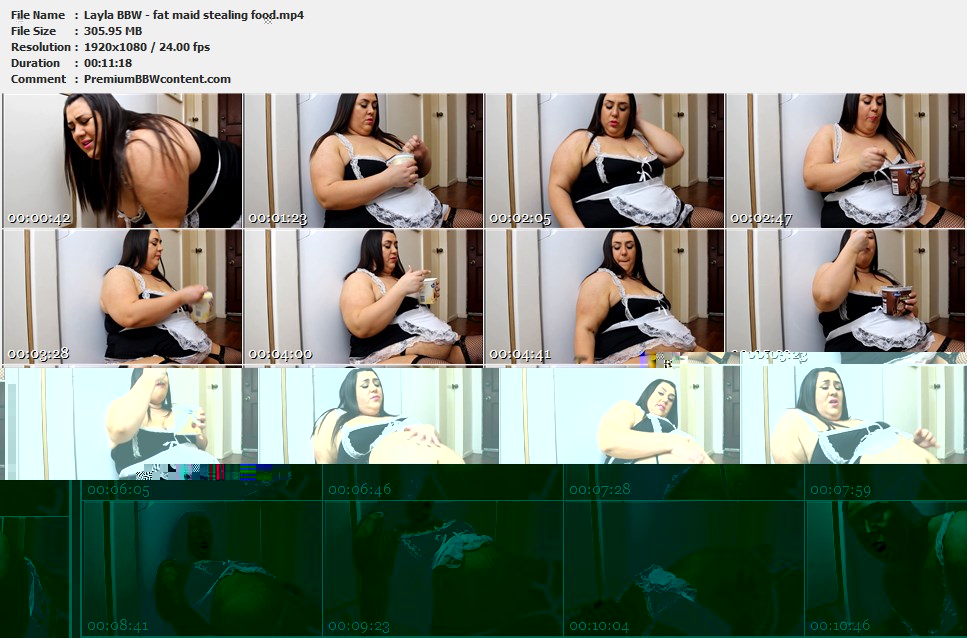 Layla BBW - fat maid stealing food thumbnails
