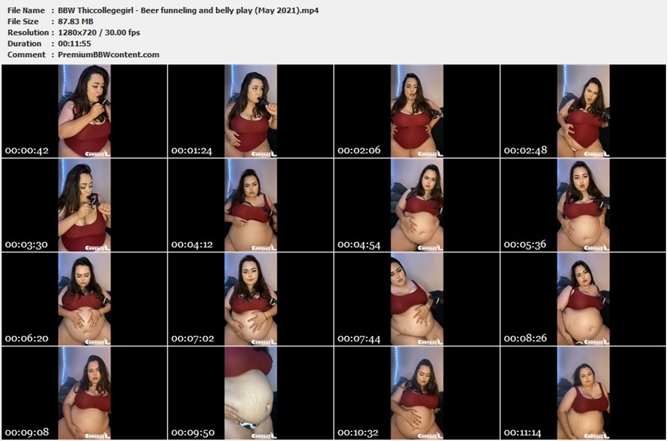 BBW Thiccollegegirl - Beer funneling and belly play (May 2021) thumbnails