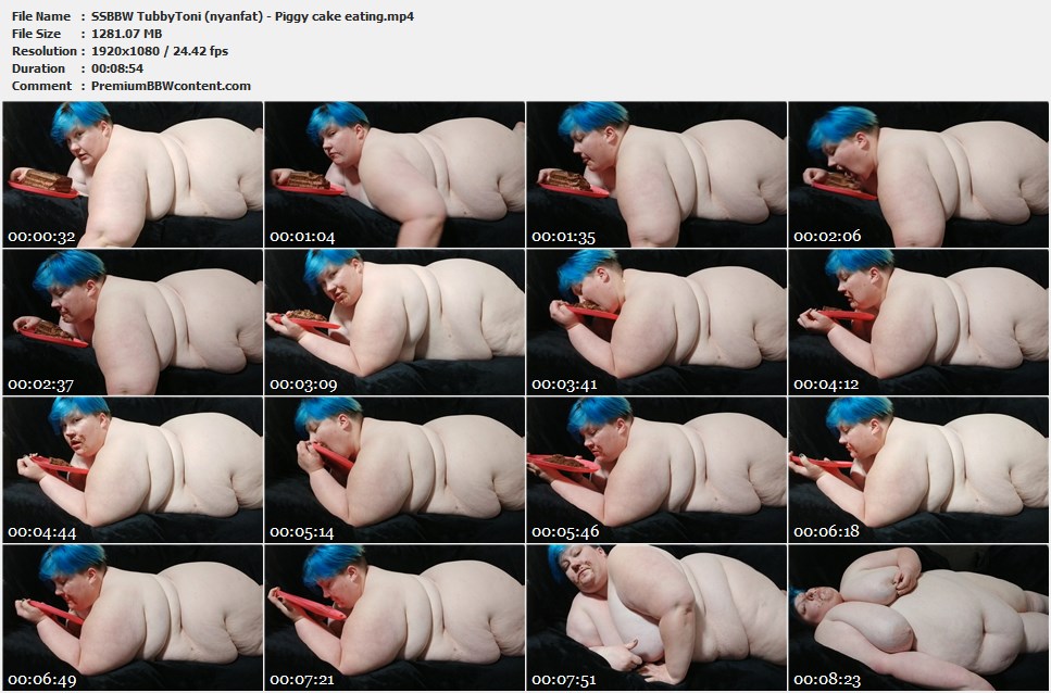 SSBBW TubbyToni (nyanfat) - Piggy cake eating thumbnails