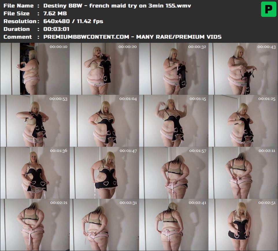 Destiny BBW - french maid try on 3min 155 thumbnails