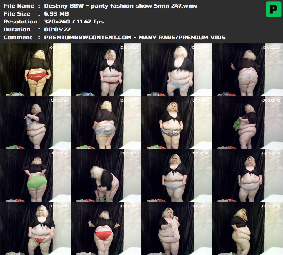 Destiny BBW - panty fashion show 5min 247 thumbnails