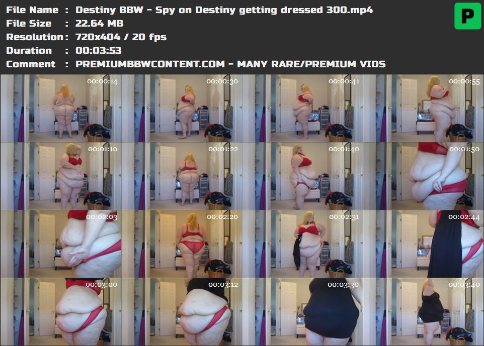 Destiny BBW - Spy on Destiny getting dressed 300 thumbnails