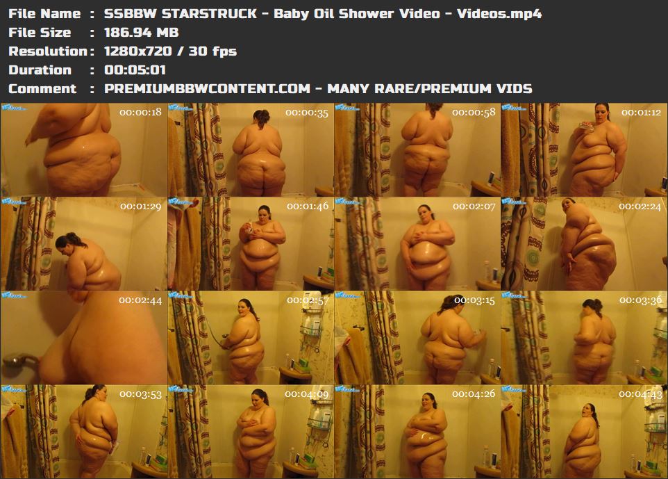 SSBBW STARSTRUCK - Baby Oil Shower Video - Videos thumbnails